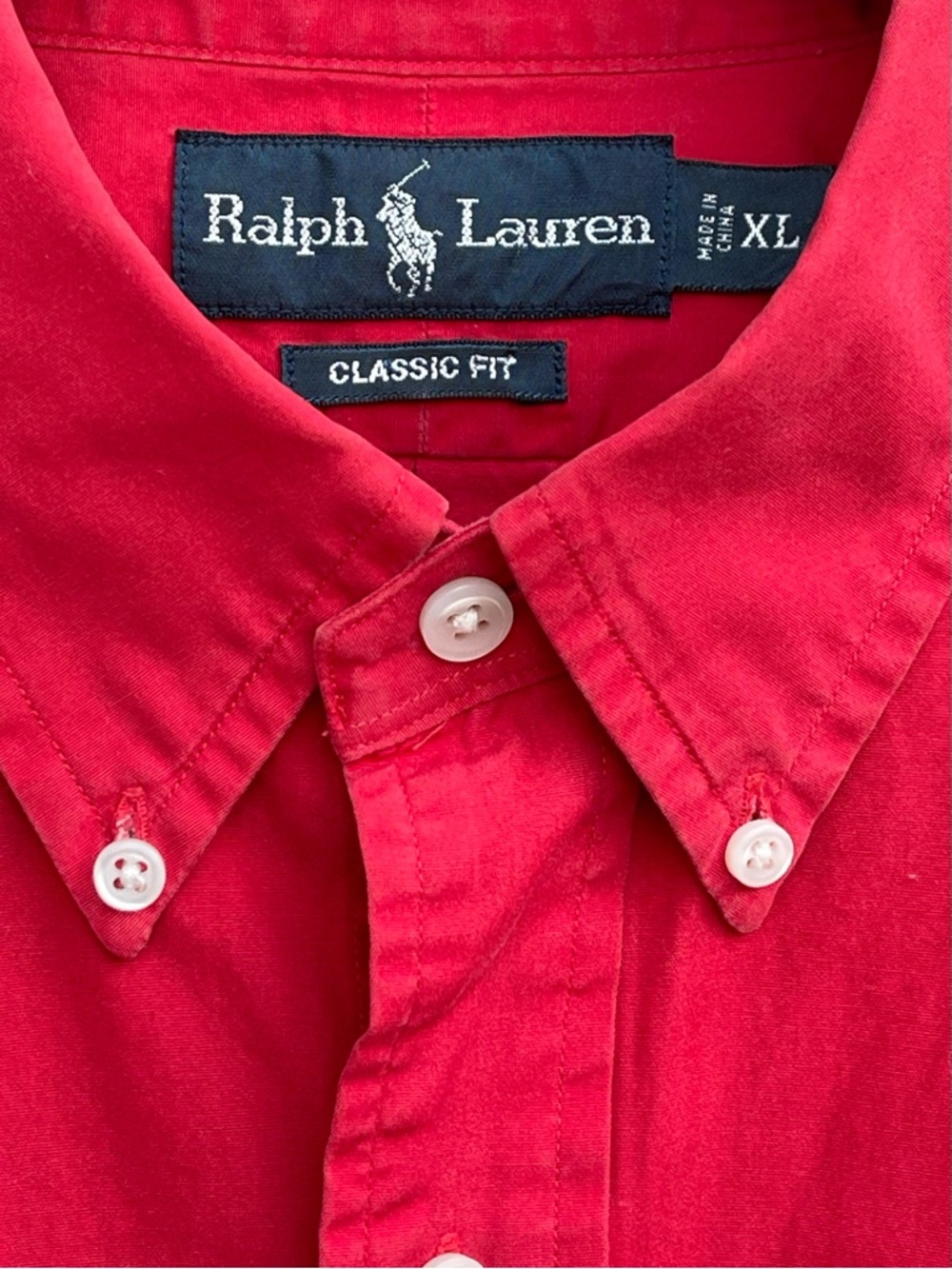 Ralph Lauren Red Long-Sleeve Button-Down Shirt with Blue Pony - Picture 2 of 7